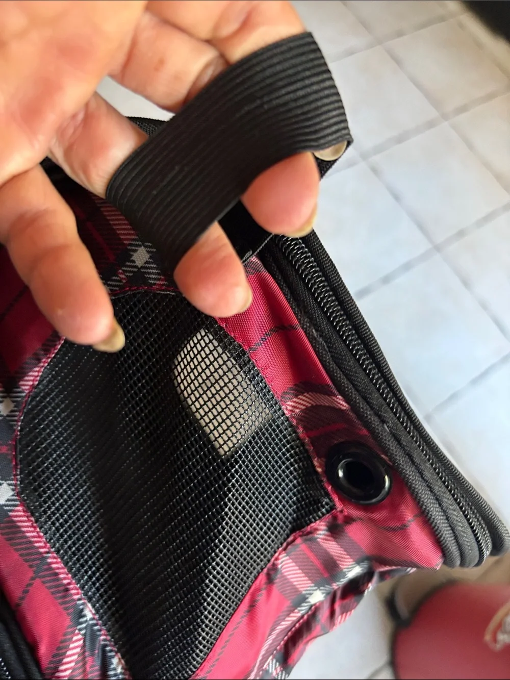 Red Plaid Pet Carrier Bag